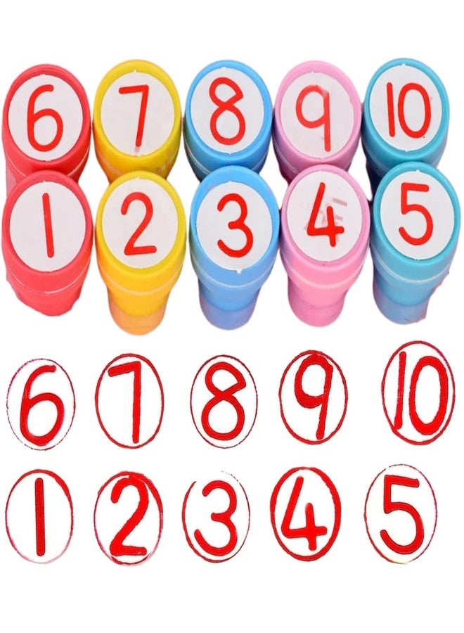 Oytra Stamps for Kids Number Set of 10 Stationery Rubber Stamp for Reward Teachers Students Scrapbooking Art Craft Birthday Gift - Image 1